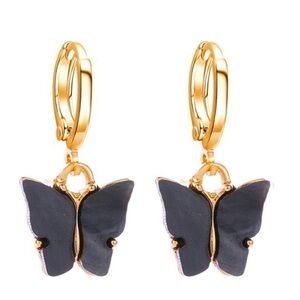 Gold and Black Butterfly Earrings